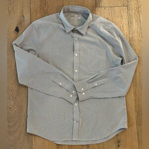 Mack Weldon Shirt Men Medium AirFlex Button Up Performance Seawool Navy Ticker